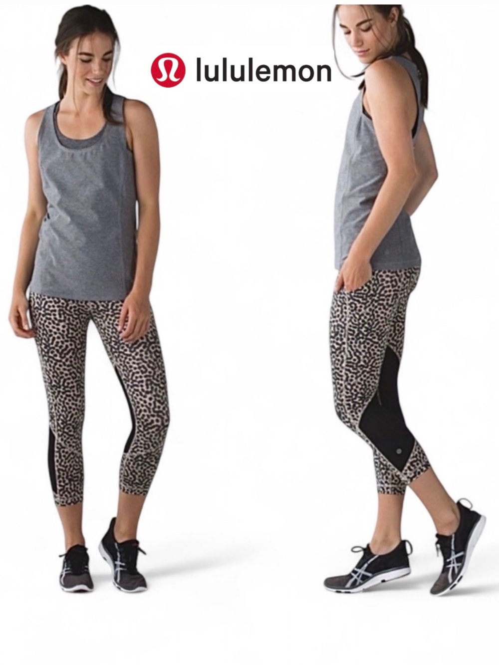 🍋 Lululemon Pace Rival Crop Leggings Ace Spot Grain Black Full-On Luxtreme